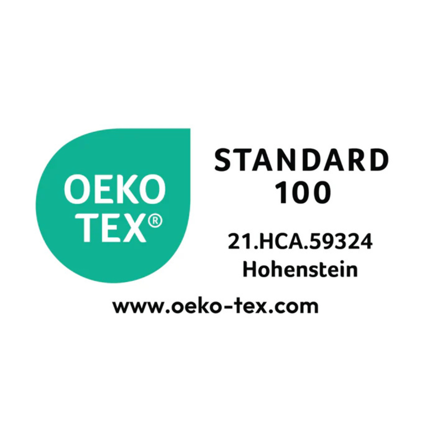 OEKO-TEX Standard 100 Certified – Skin-Safe Fabric Certification, Certificate 21.HCA.59324 Hohenstein
