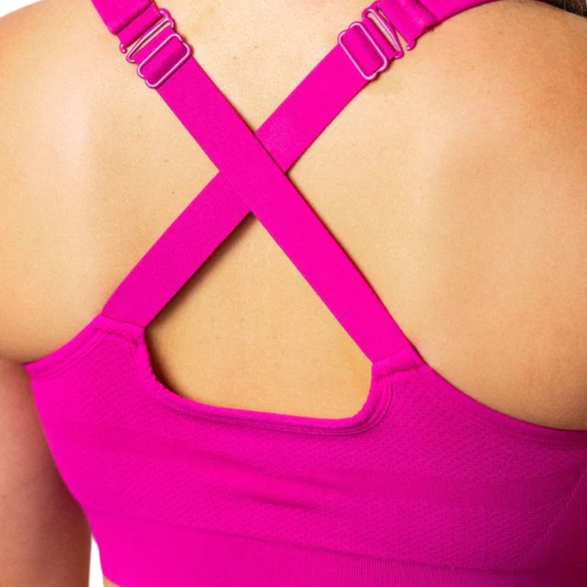 Prairie Wear HuggerVida Low-Medium Compression Bra – Cross-Back Adjustable Straps with Metal Adjusters, Prairie Dawn Pink