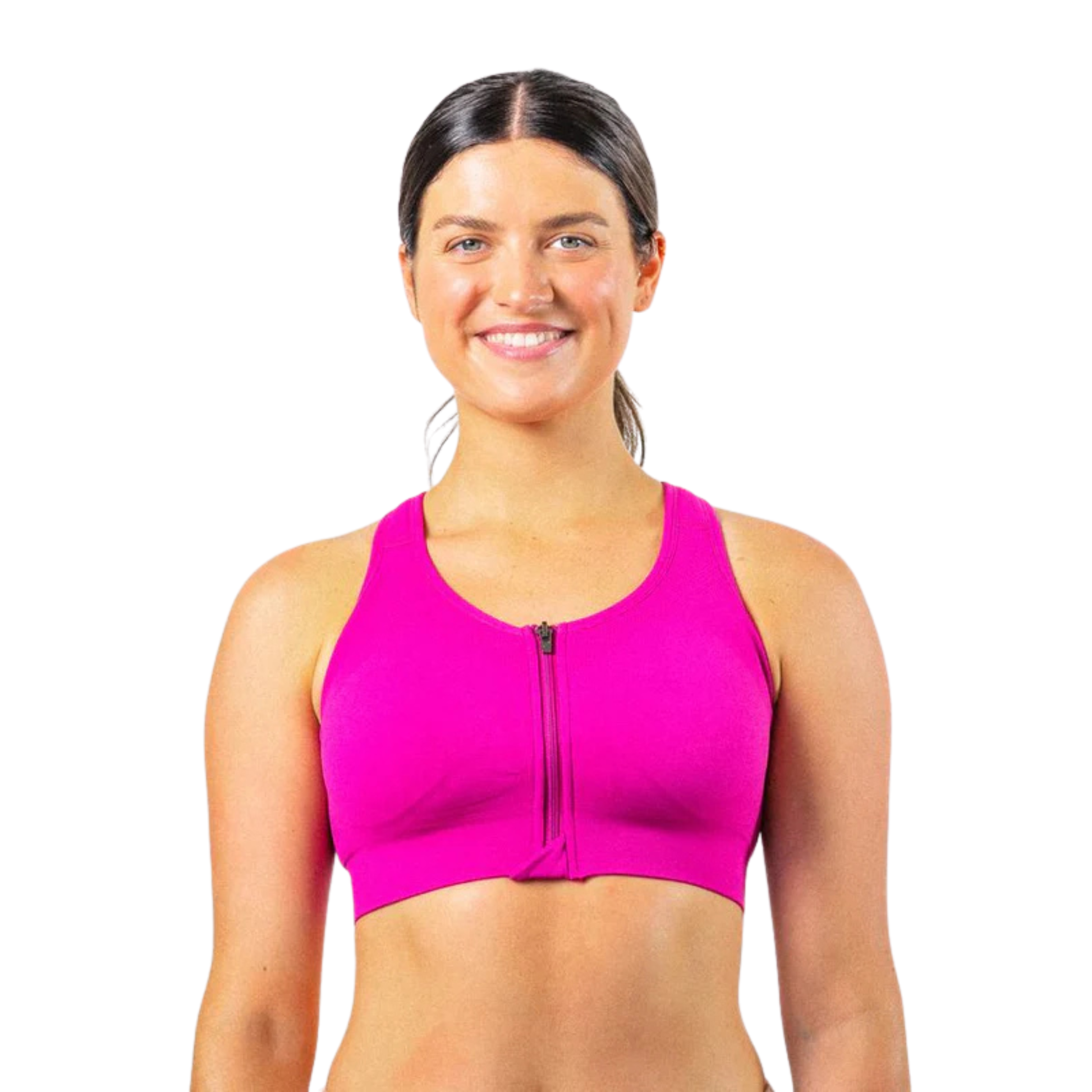 Prairie Wear HuggerVida Low-Medium Compression Bra – Front Zip, Post-Surgical & Lymphoedema Support, Prairie Dawn Pink