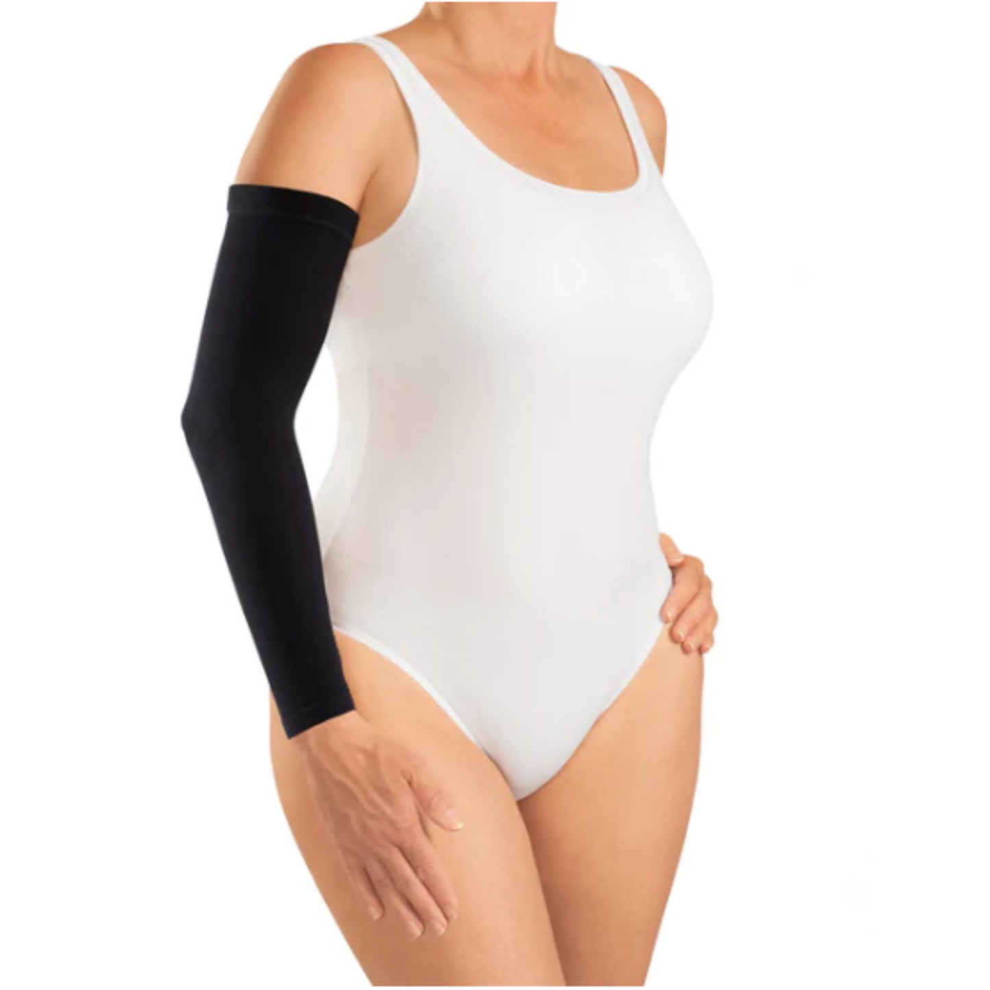 mediven Harmony light round knit compression sleeve (C-G) with silicone top band Black