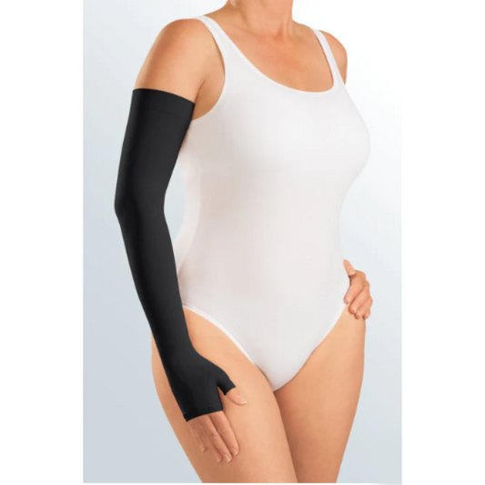 mediven Harmony light round knit compression arm & hand sleeve (A-G) with silicone top band Black