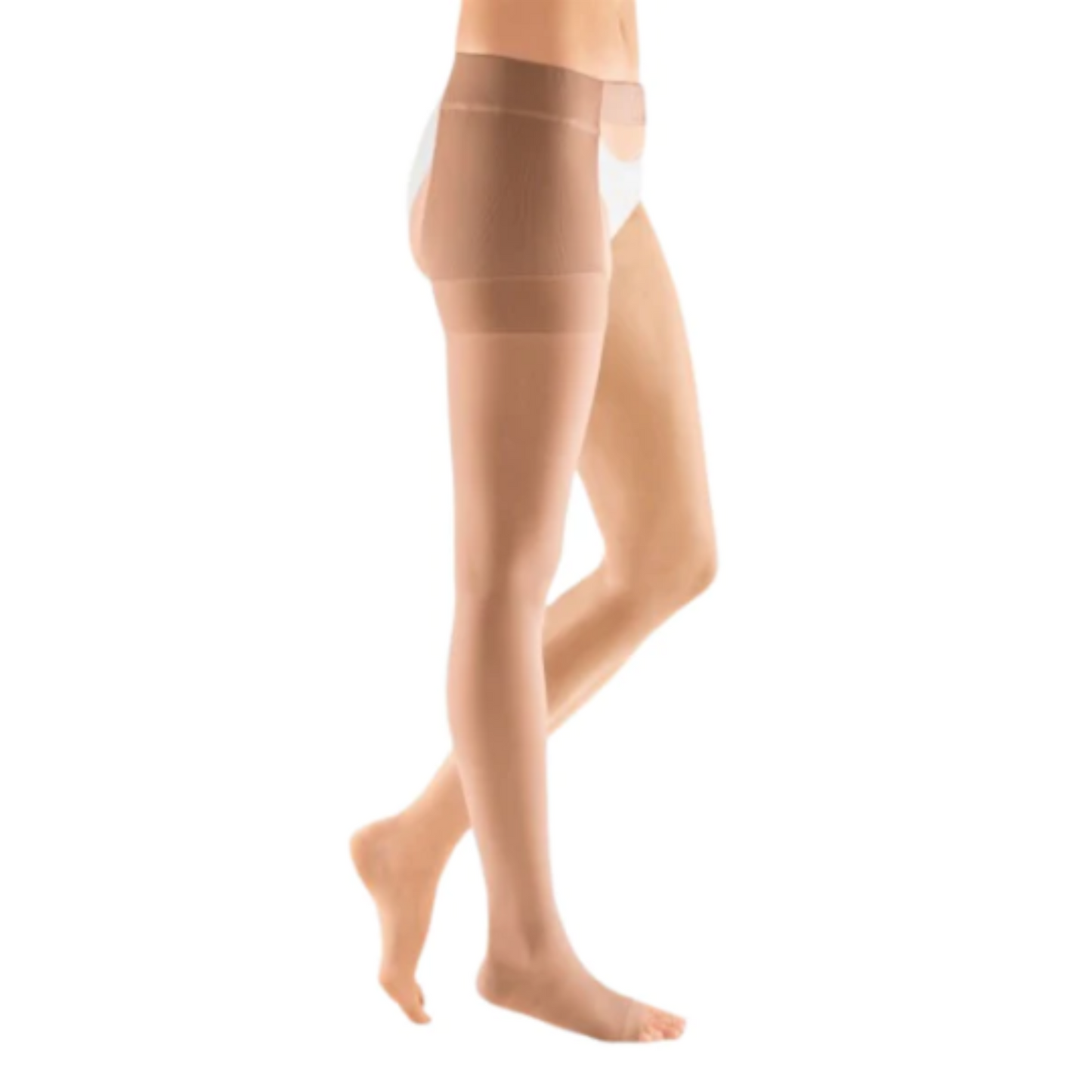 mediven Forte strong compression stockings single-sided with waist attachment open toe